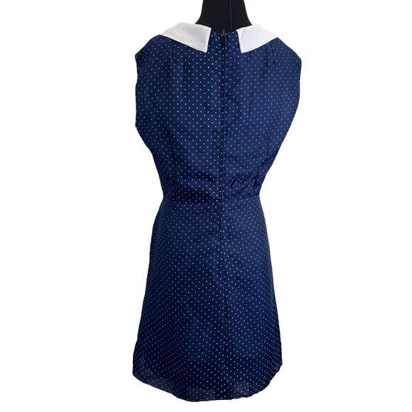 Vintage 1960s Navy Polka Dot Dress with White Sailor Collar – Size M - Picture 10 of 16